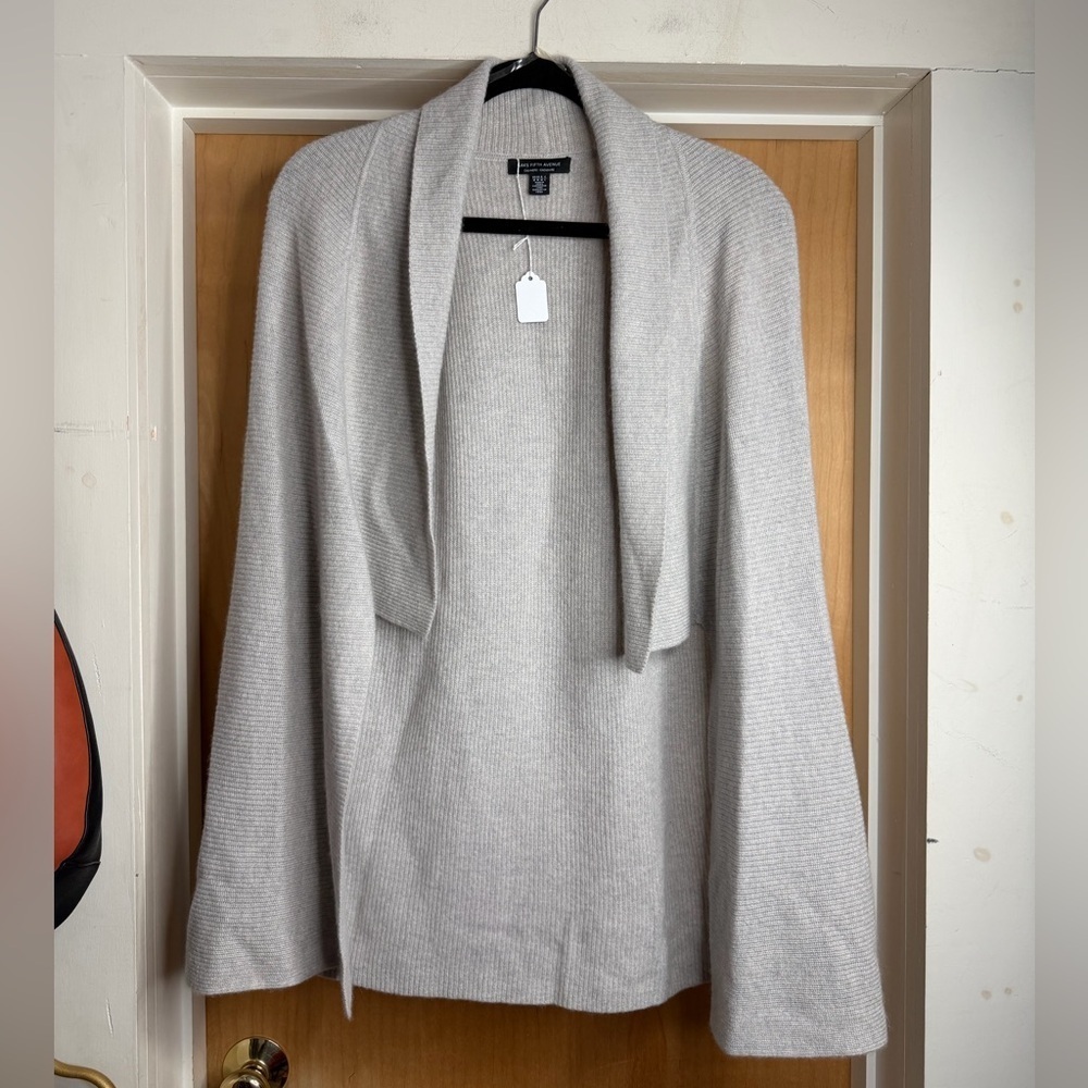 Saks Fifth Avenue Women Light Gray 100% Cashmere Sleeveless Cardigan.Size:Medium